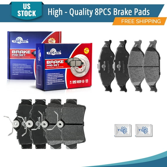 YXPCARS 8PCS Brake Pads(D804+D627), Front & Rear Ceramic Pads for Ford Mustang 1999-2004 Base or GT Models ONLY EXCLUDING Cobra & Bullitt Models