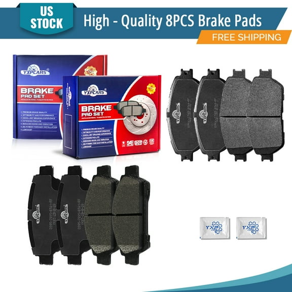 YXPCARS 8PCS Brake Pads(D906+D995), Front & Rear Ceramic Pads for Toyota Sienna 2004-2010 4-Wheel Disc Brakes