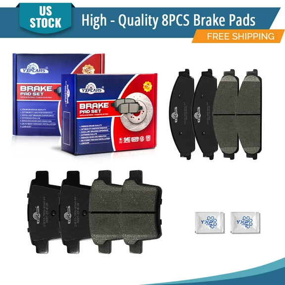 YXPCARS 8PCS Brake Pads, Front & Rear Ceramic Pads for Ford Taurus/Taurus X Five Hundred Freestyle Mercury Sable Montego (D1070+D1071)