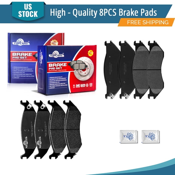 YXPCARS 8PCS Ceramic Brake Pads for Dodge Durango 2003-2006 Ram 1500 2002-2005, Front & Rear BD897+D898