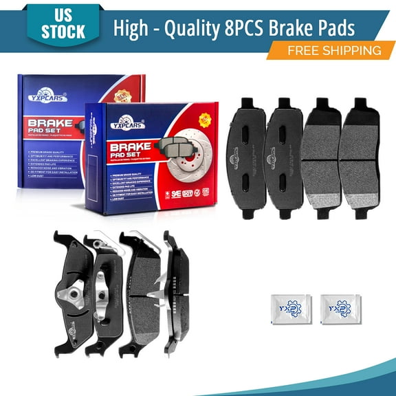 YXPCARS 8PCS Ceramic Brake Pads for Ford F-150 2004-2008 Lincoln Mark LT 2006-2008, Front & Rear D1083+D1012