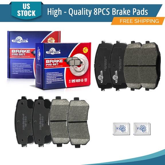 YXPCARS 8PCS Ceramic Brake Pads for Hyundai Elantra 2009-2012 Hatchback Kia Forte Forte Koup 2010-2013 Forte5 2012, Front & Rear(D1397+BD1398)