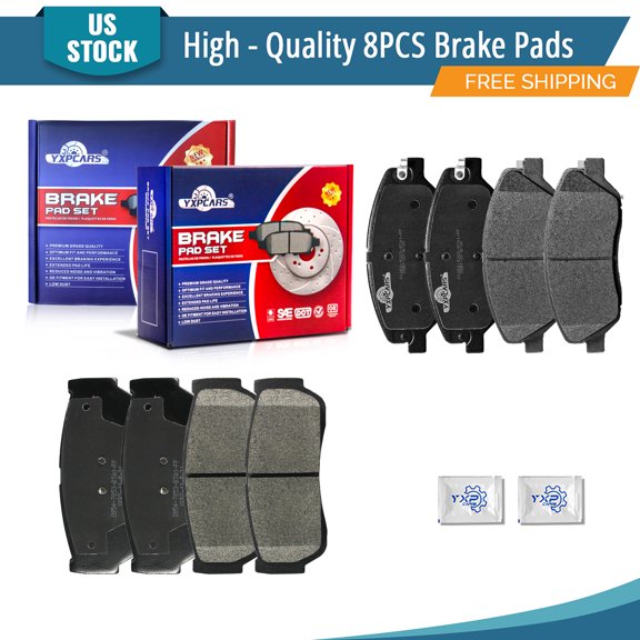 YXPCARS 8PCS Ceramic Brake Pads for Hyundai Entourage 2007 Kia Sedona 2006 Models Built Before 4/27/06, Front & Rear D1202+BD954