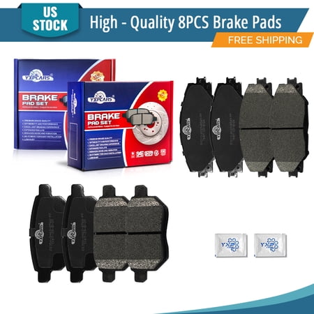 YXPCARS 8PCS Ceramic Brake Pads for Toyota Corolla iM Matrix Scion iM tC Pontiac Vibe, Front & Rear D1211+D1354