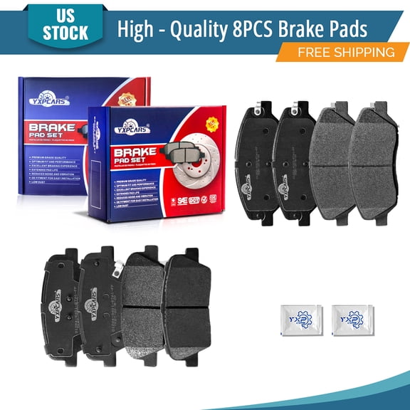 YXPCARS D1202+D1284: 8PCS Front and Rear Ceramic Brake Pads for Kia Sedona 2006-2014Hyundai Entourage 2007-2016