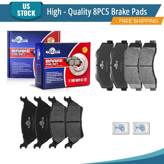 YXPCARS D1414+D1602: 8PCS Ceramic Brake Pads Front & Rear for Ford F-150 2012-2017