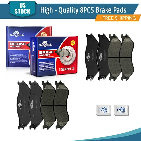 YXPCARS D965+D702A: 8PCS Front and Rear Ceramic Brake Pads for Dodge Ram 1500 2006-2008 8 Lug ; Mega Cab Models ONLY Ram 2500 Ram 3500 2003-2008 All Models