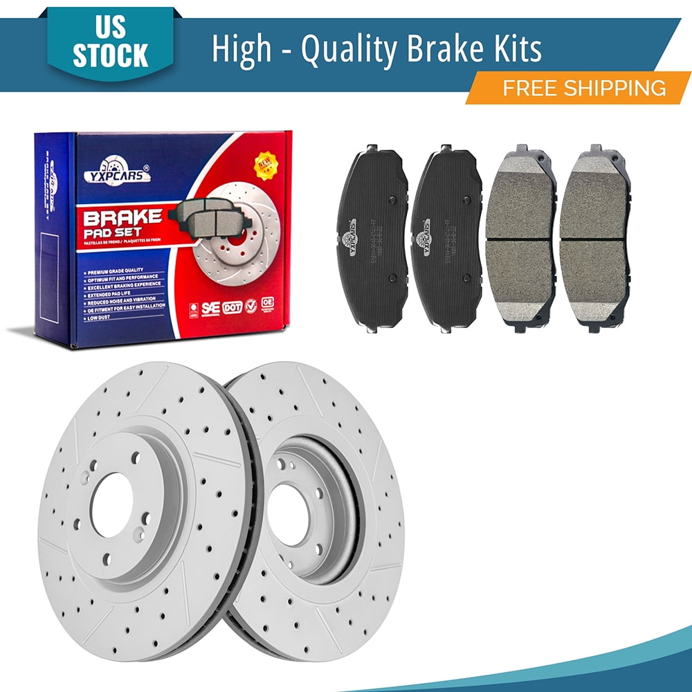 A-Premium 12.60 In  320 Mm  Front Drilled And Slotted Disc Brake Rotors Ceramic Pads Kit Compatible Select Kia Models Sedona 2015 2016 2017 2018 2019 2020 3 3