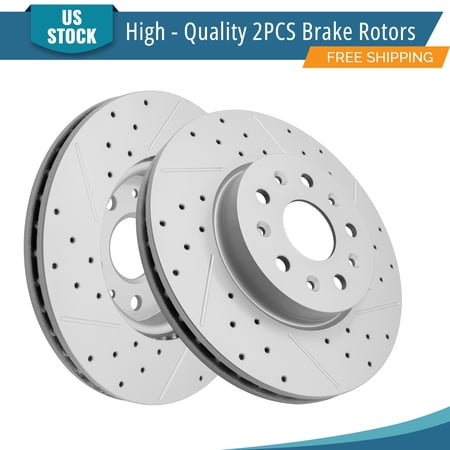 YXPCARS Front Brake Rotors (Left & Right), Drilled & Slotted Disc Rotors Kit for 2016 2017 2018 Chevrolet Camaro with Brake Code J6G (581913)