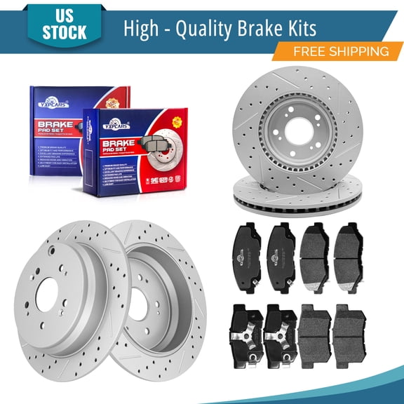 YXPCARS Front Rear Brake Kits for 2012 - 2016 Honda CR-V, Drilled & Slotted Brake Rotors + Ceramic Brake Pads Set (981040, 31372, 914, 1086)