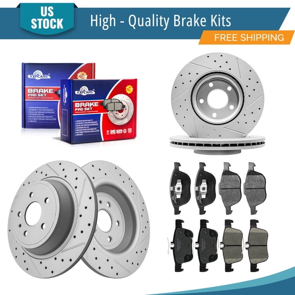 YXPCARS Front Rear Brake Kits for 2017 2018 2019 Ford Escape, Drilled & Slotted Brake Rotors + Ceramic Brake Pads Set (980601, 681013, 1044, 1665)