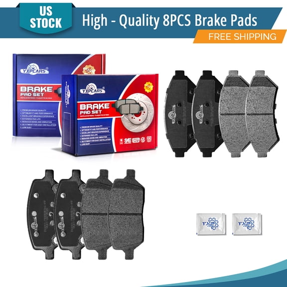YXPCARS Front Rear Ceramic Brake Pads (P-1075, P-1093), Brake Pads Set for 2005 - 2008 Chevrolet Uplander, 2005 - 2007 Saturn Relay
