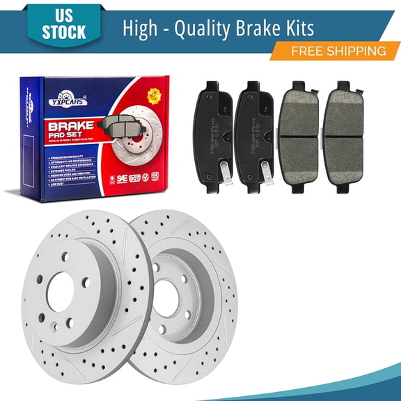 YXPCARS Rear Brake Kits, Drilled & Slotted Brake Rotors + Ceramic Brake Pads Kit for Buick Encore Chevrolet Cruze Sonic Trax (580769+1468)