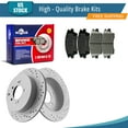 thumbnail image 1 of YXPCARS Rear Brake Kits for Hyundai Tucson 2016-2021 Manual Parking Brake, Drilled & Slotted Brake Rotors + Ceramic Brake Pads Set (982104, D1445), 1 of 8