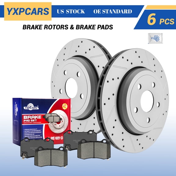 YXPCARS Rear Brake Pads and Rotors Kits for Jeep Grand Cherokee Dodge Durango, Drilled & Slotted Brake Rotors + Ceramic Brake Pads (780961+D1053)