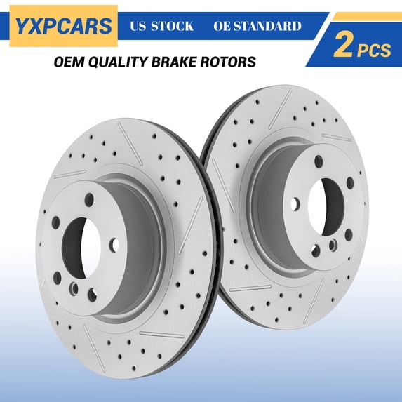 YXPCARS Rear Brake Rotors (980924), Drilled & Slotted Disc Rotors Set for 2011-2017 BMW X3 X4