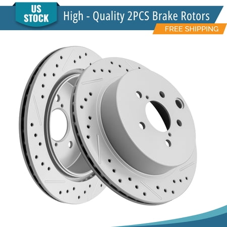 YXPCARS Rear Brake Rotors for 2014 - 2018 Subaru Forester Vented; 2.0L, Drilled & Slotted Disc Rotors Kit (981787LR)