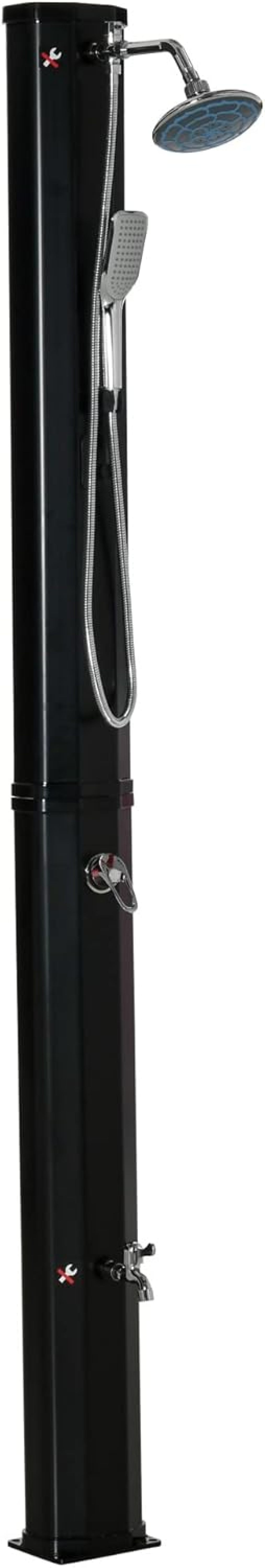 YXPP 7' Outdoor Solar Heated Shower with 360 Rotating Rainfall ...