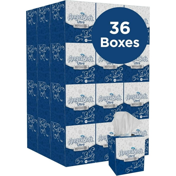 YXPP Angel Soft Ultra Professional Series Premium 2-Ply Facial Tissue (49470), 96 Sheets Per Box, 36 Tissue Cube Boxes Per Case