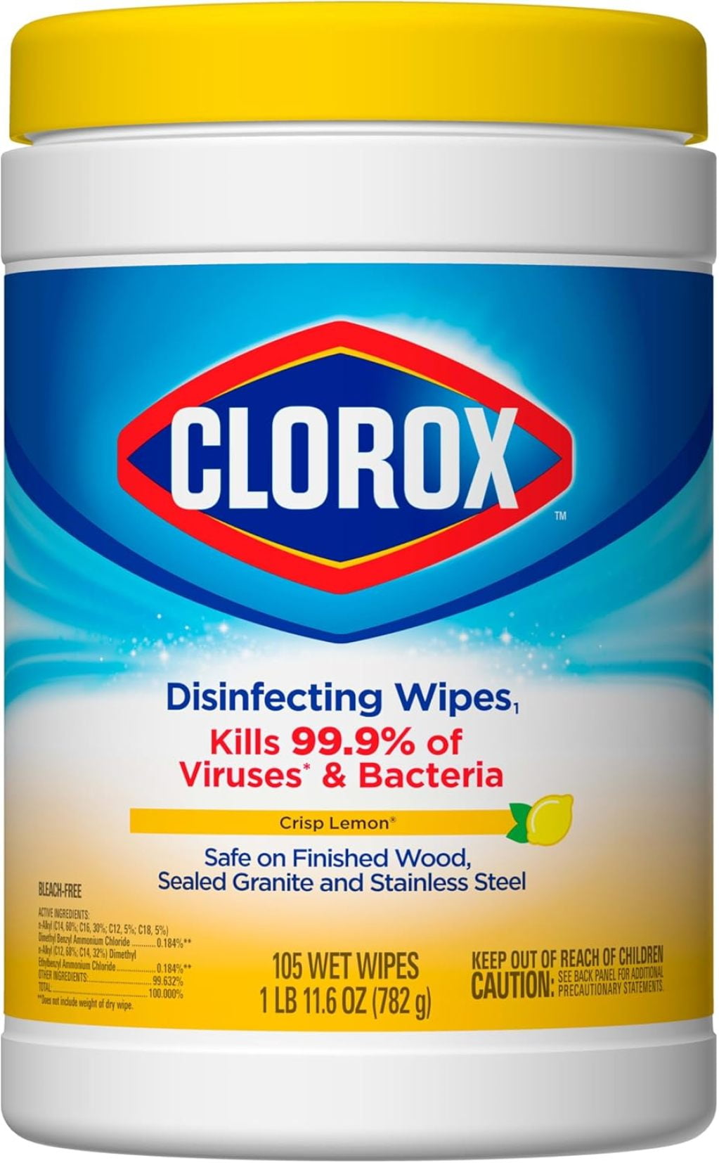 YXPP Disinfecting Wipes, Bleach Free, Crisp Lemon, 105 Count (Package May Vary)
