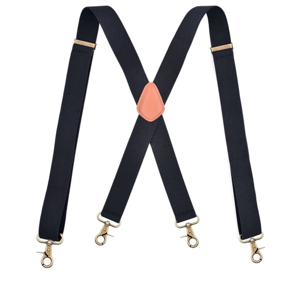RYZNBY Black Suspenders for Men Heavy Duty 4 Snap Hooks for Belt Loops Adjustable Men Suspenders For Work
