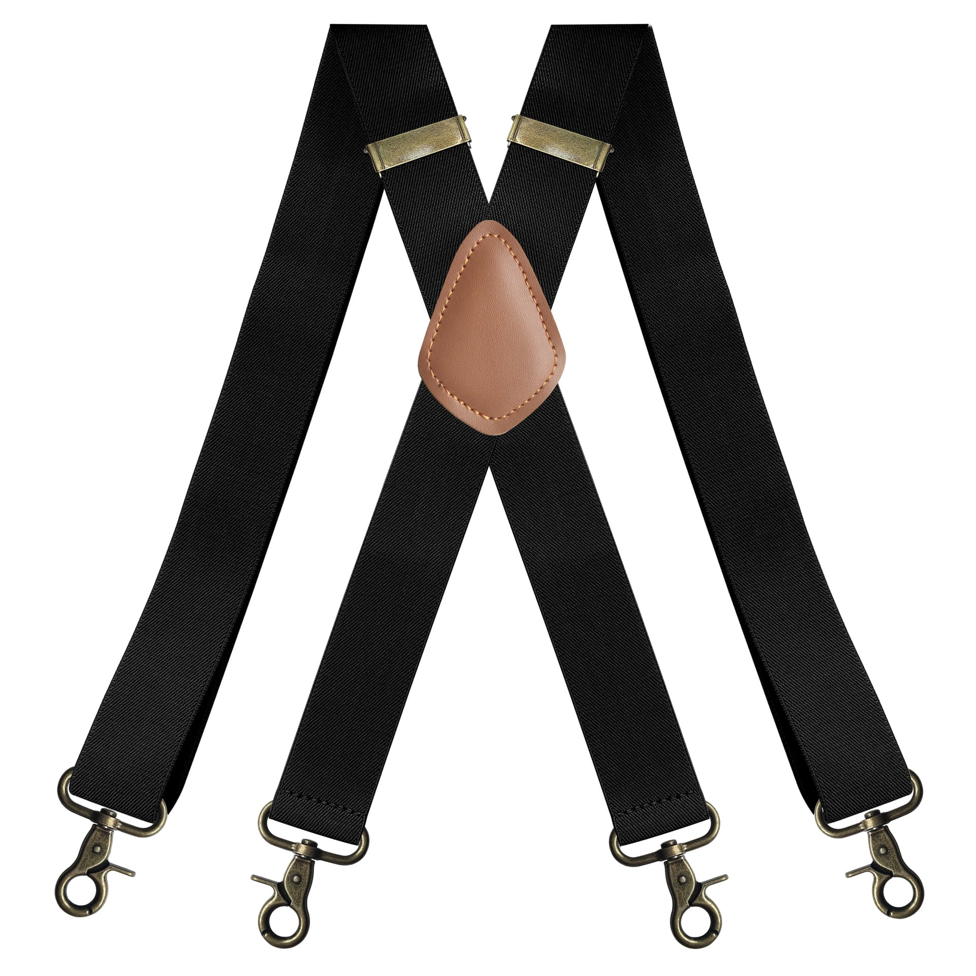 YXRIJDJ Black Suspenders for Men Heavy Duty 4 Snap Hooks for Belt Loops