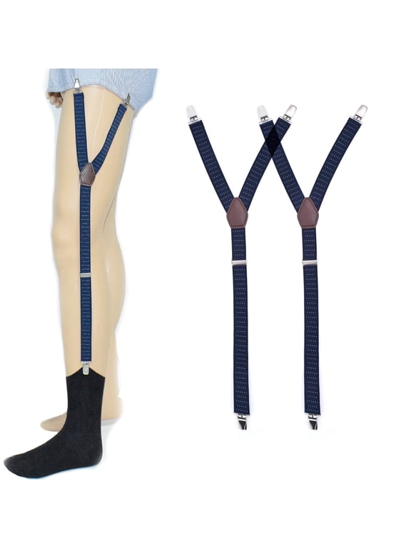 YXRIJDJ Blue Shirt Stays for Men Sock Shirt Holders, Y-Holders Shirt Garters, Shirt Ttuckers