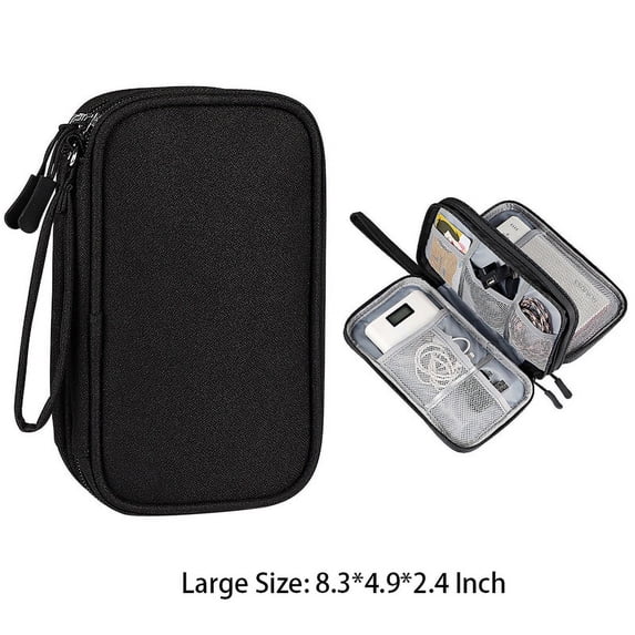 YXRIJDJ Double Layers Portable Cable Organizer Bag Travel Electronic Organizer Pouch Bag Electronic for Earphone, Cord