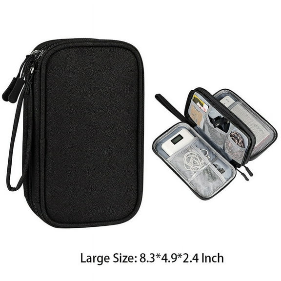 YXRIJDJ Double Layers Portable Cable Organizer Bag Travel Electronic Organizer Pouch Bag Electronic for Earphone, Cord