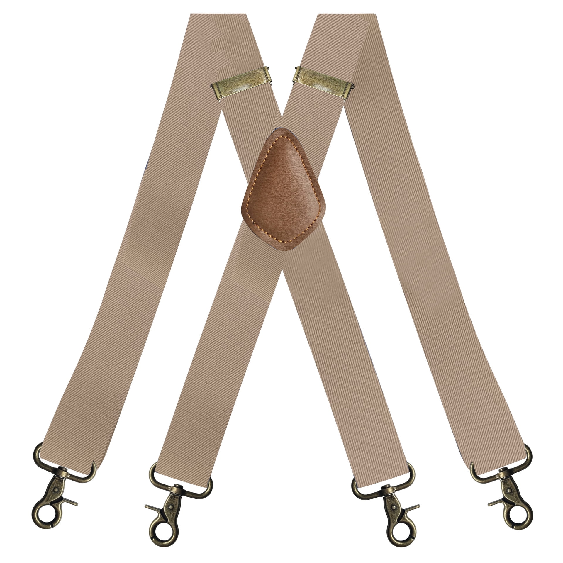 YXRIJDJ Khaki Suspenders for Men Heavy Duty 4 Snap Hooks for Belt Loops ...