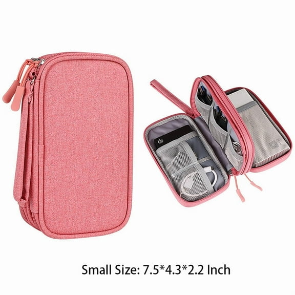 YXRIJDJ Pink Electronic Organizer Double Layer Travel Cable Organizer Bag Electronic Waterproof Accessories Storage Case for Cables Cord
