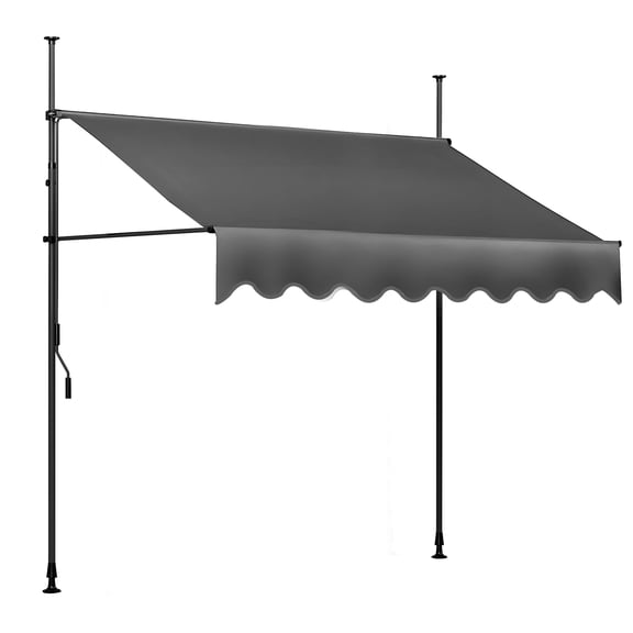 YXSC Manual Retractable Awning 78"x118", Retractable Awnings for Patio, Door or Window - No Drilling Required, Canopy with UV Protection and Waterproof, for Backyard Garden Balcony, Gray