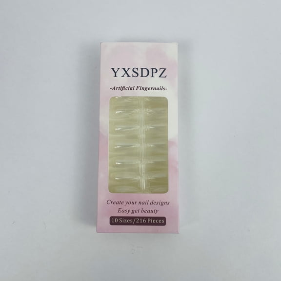 YXSDPZ Artificial Fingernails, Gel Nail Tips, 216 Pcs Clear Fake Nails 10 Sizes