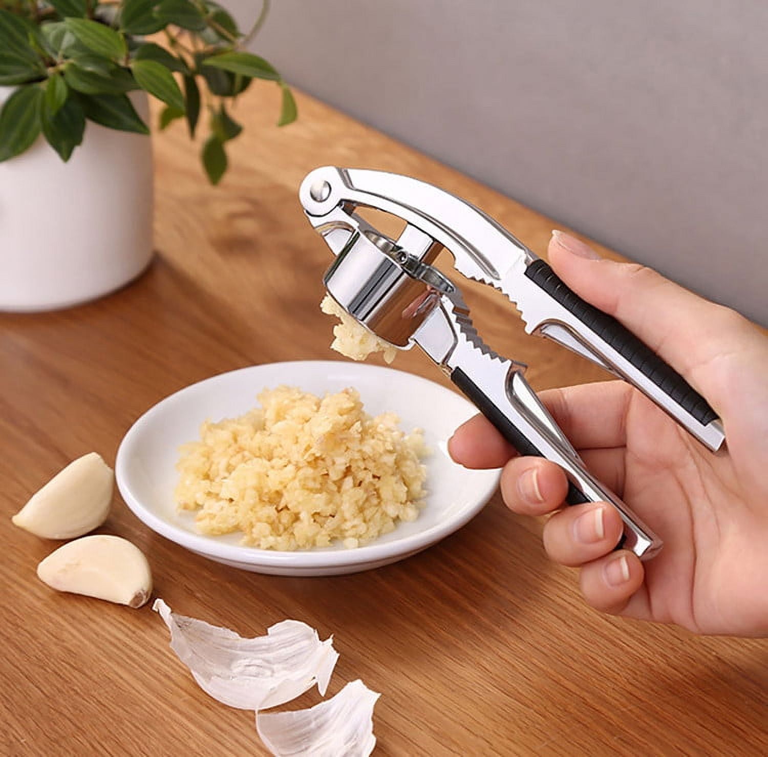 YXwin Garlic Press 2 in 1 Professional Zinc Alloy Garlic Mincer Ginger