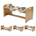 thumbnail image 1 of YY FOREYY Adjustable Raised Pet Stand for Cats and Dogs with 4 Bowls, Bamboo Elevated Dog Cat Food and Water Bowls Stand Feeder with 4 Stainless Steel Bowls and Anti Slip Feet(S), 1 of 6