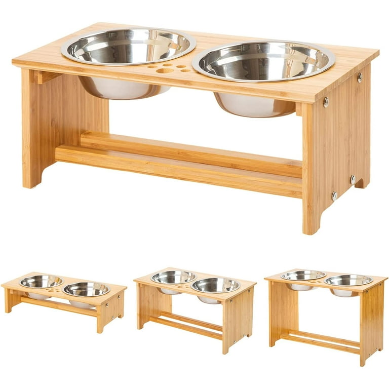 Elevated Dog Bowls, 4 Height Adjustable Raised Dog Bowl Stand with 2 Thick  50oz Stainless Steel Dog Food Bowls Non-Slip Dog Feeder for Large Medium