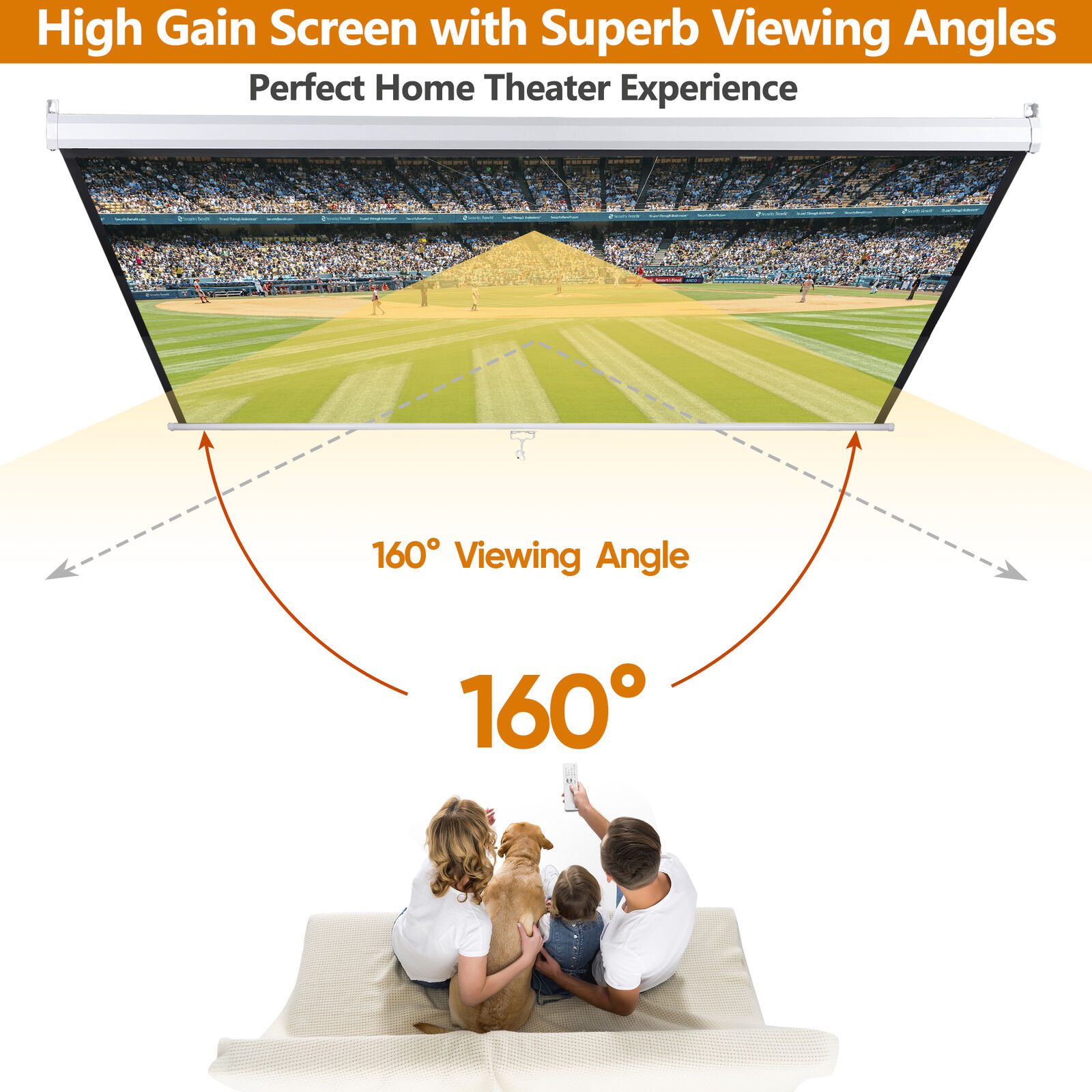 YY Manual Pull Down Projection Screen Matte White Home HD Movie Theater 72" 4:3