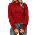 thumbnail image 1 of YYAPAYZB Fall Fashion Women Pure Colour Hairball Round-Neck Sweater, 1 of 7