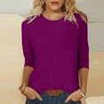 thumbnail image 1 of YYAPAYZB Fall Womens Tops Fitted 3/4 Sleeve Shirts Classic Round Neck Blouse Loose Casual Blouses Lightweight Solid Color T Shirts, 1 of 6