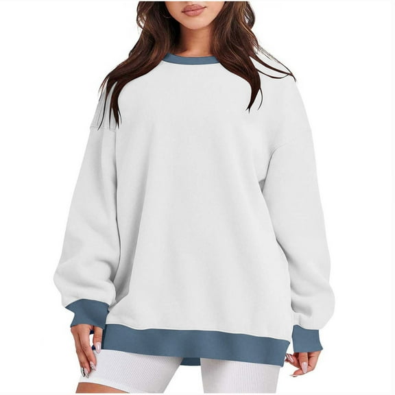 YYAPAYZB Oversized Sweatshirts for Women Trendy Color Block Crewneck Long Sleeve Loose Fitted Pullover 2025 Fall Preppy Clothes