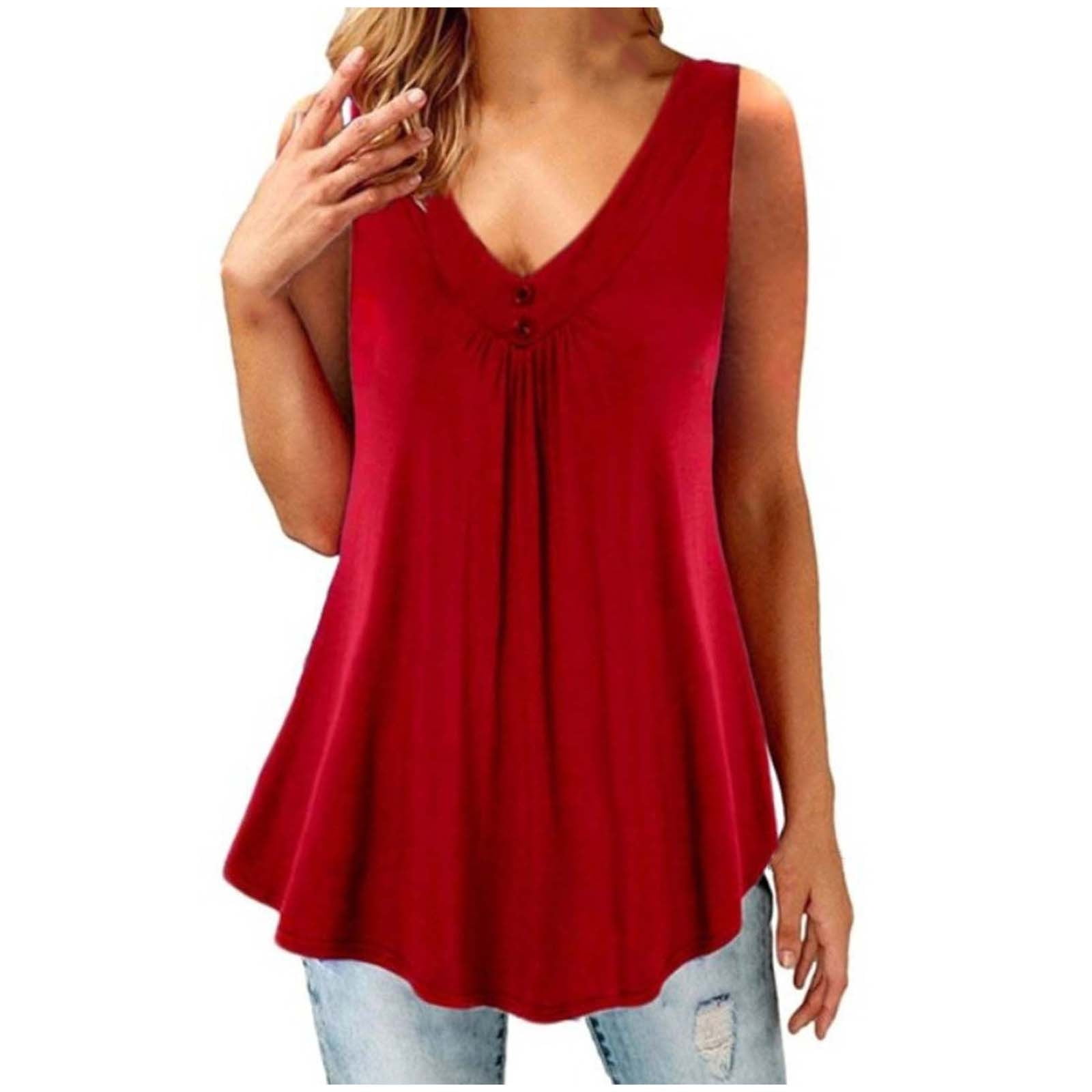 XiaoMaAnJi Women's Plus Size V-Neck Tank Top With Lace Hem - Loose Fit, Flowy Tunic, Sizes 1X-4X