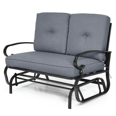 YYAo 2 Seats Outdoor Swing Glider Chair with Comfortable Cushions-Gray