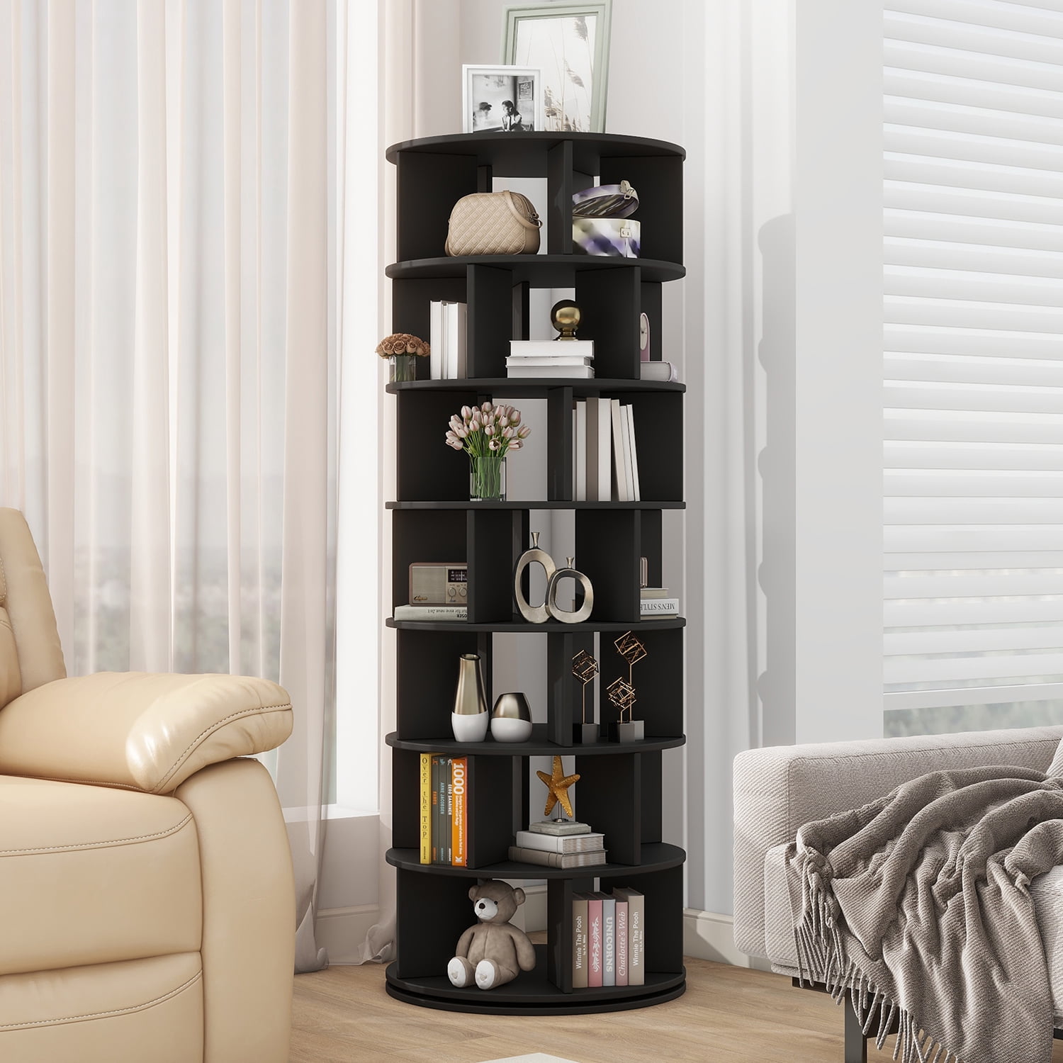 YYAo Φ23.6'' Rotating Shoe Rack Tower, 7-Tier Spinning Shoe Shelf with ...