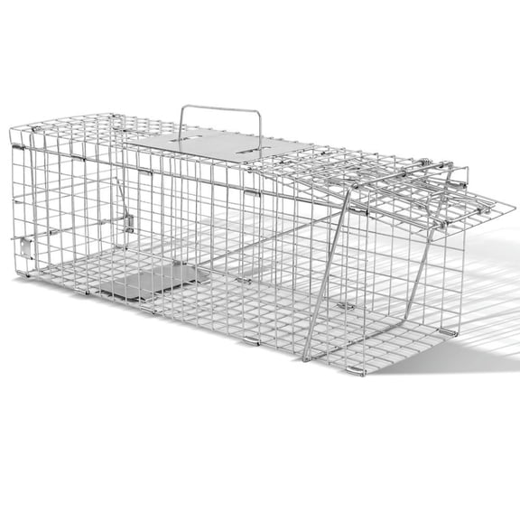 YYAo 24" Live Animal Cage Trap, Heavy Duty Folding Raccoon Trap, Humane Cat Trap with Handle for Rabbits, Stray Cats, Squirrels, Raccoons