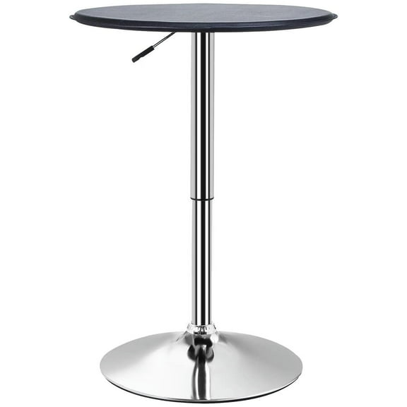 YYAo 25" Classic Round Adjustable Faux Leather Chrome Standing Bistro Table