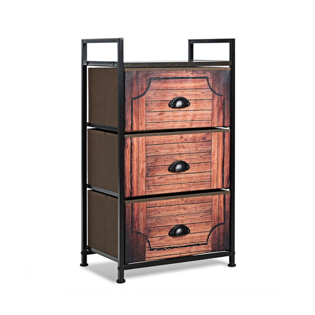 YYAo 3-Drawer Fabric Dresser, Nightstand with Steel Frame, Bedside Table for Bedroom, Living Room, Brown & Black YYAo 3-Drawer Fabric Dresser, Nightstand with Steel Frame, Bedside Table for Bedroom, Living Room, Brown & Black