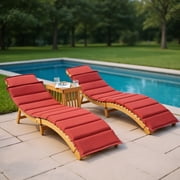 YYAo 3-Piece Folding Chair and Square Side Table Set,2PACK Foldable Outdoor Lounger, Lawn Chairs Furniture & Weather Resistant End Table