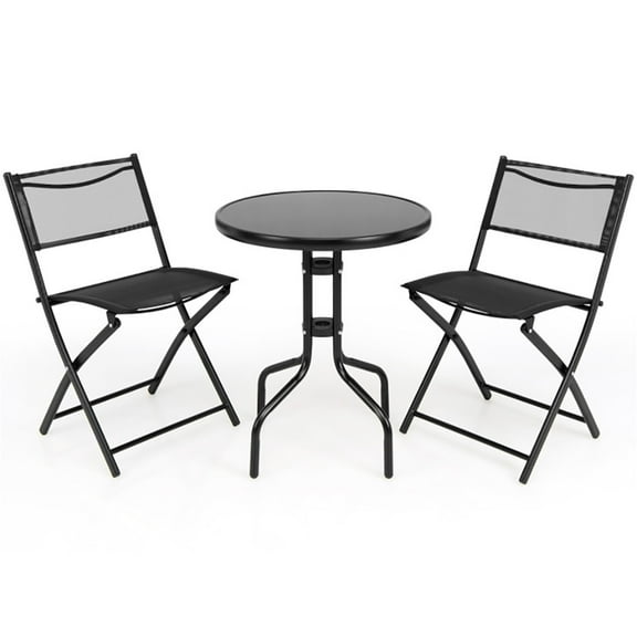 YYAo 3 Pieces Folding Bistro Table Chairs Set for Indoor and Outdoor, Dining Furniture Set, Lounge Chairs Table Set 2 Foldable Chairs and 1 Table