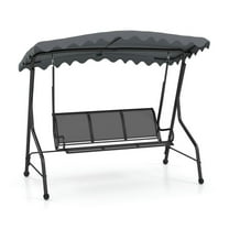 YYAo 3-Seat Outdoor Porch Canopy Swing with Adjustable Shading-Gray