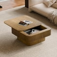 thumbnail image 1 of YYAo 31.5 Inch Square Coffee Table with Storage Design, Solid Wood Veneer Modern Tea Table for Apartment Living Room or Bedroom, Brown, 1 of 8